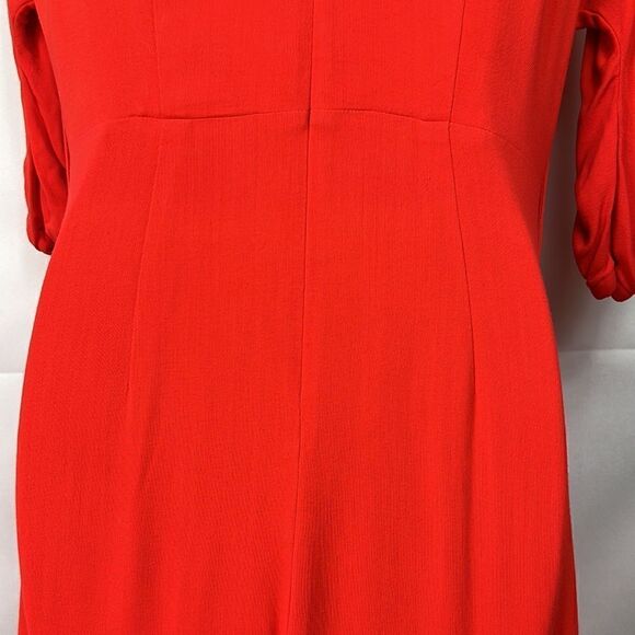 Nicholas Red v neck midi dress with ruched sleeves size 6 - Picture 11 of 15